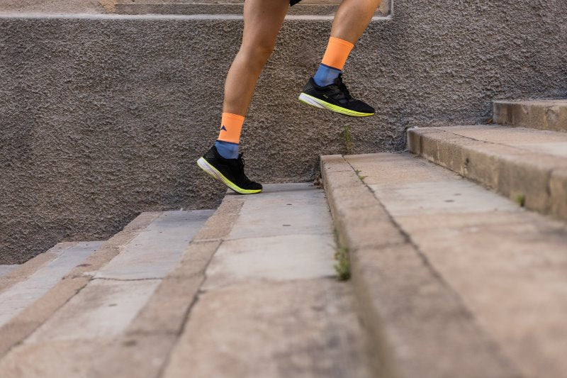 Merino Rennradsocken blau orange