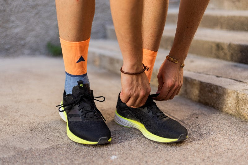 Merino Rennradsocken blau orange